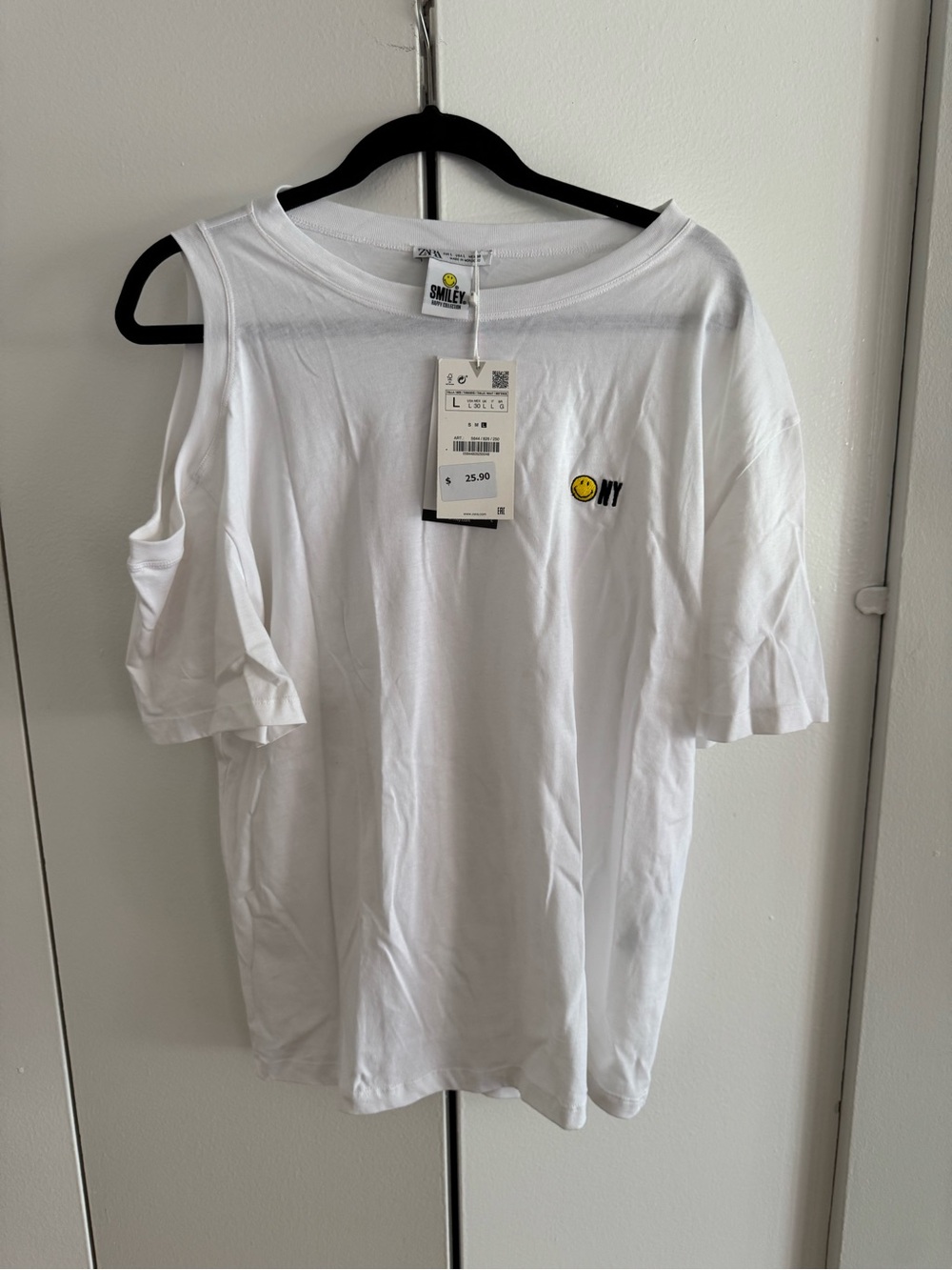 White Short-Sleeve T-Shirt with NY Smile Logo
